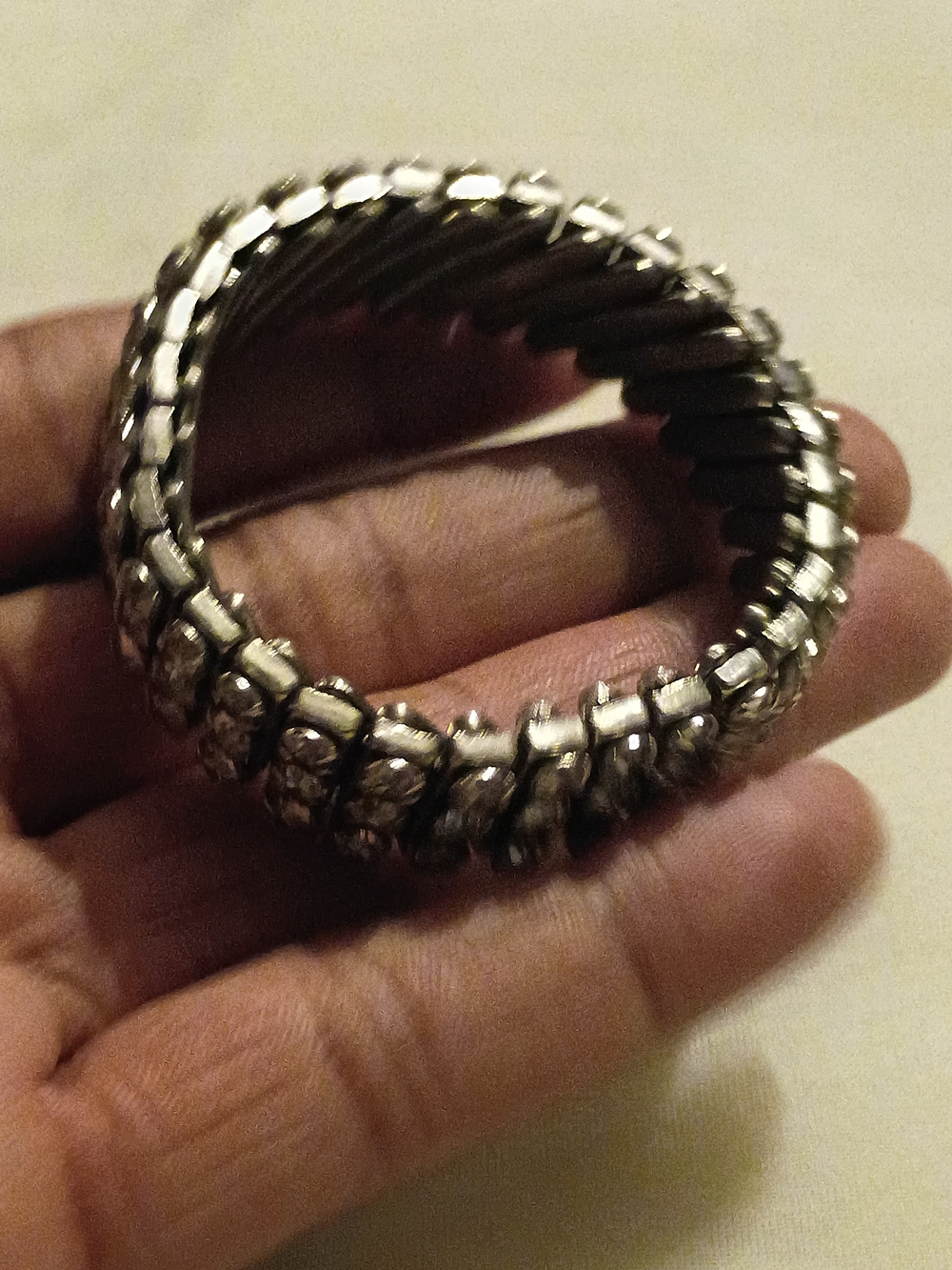 Stretch Rhinestone Bracelet - Silver Tones